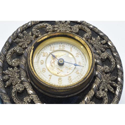 272 - Victorian British United Clock Co ornate mantle clock in the form of a horseshoe, 12.5cm tall (missi... 