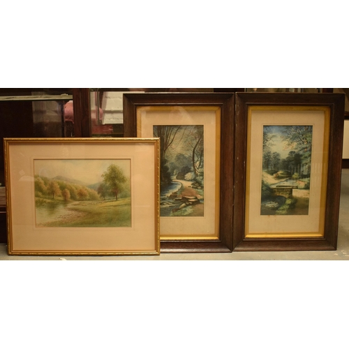 274 - Local Interest: a pair of framed watercolours by E J B Evans of Spring Valley Trentham together with... 