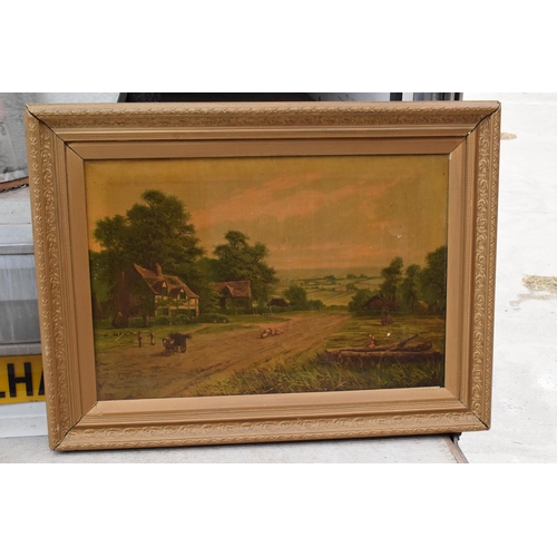 275A - A 19th century oil painting in gilt frame of a rural scene, signed 'Hides' to bottom left. 91 x 68cm... 