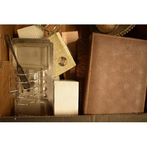 279 - A good collection of silver plated and metal items to include egg coddler, trays, sugar sifters, cut... 