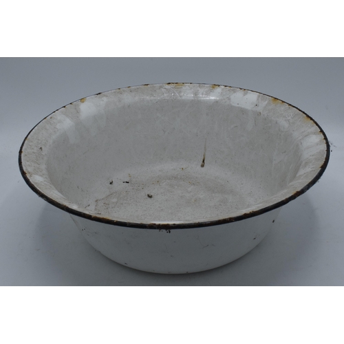 286 - A large vintage white enamel bowl, 36.5cm diameter.