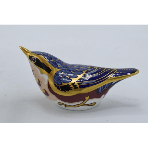 30 - Royal Crown Derby paperweight Nuthatch, first quality with gold stopper.