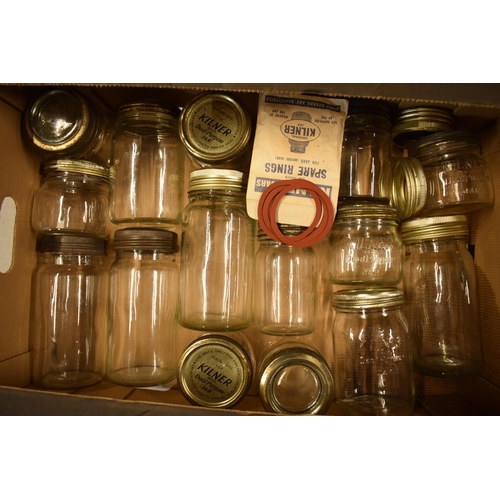 302 - A collection of vintage Kilner glass jars with metal lids together with spare seals / rings (approx ... 