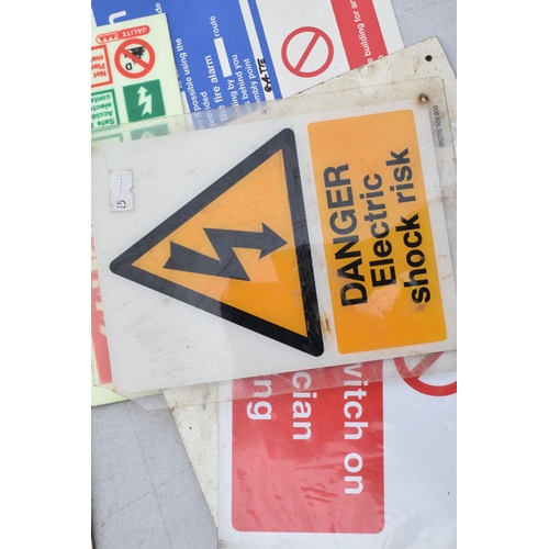 321 - A collection of various hazard signs to include plastic and metal examples of varying forms (Qty). L... 