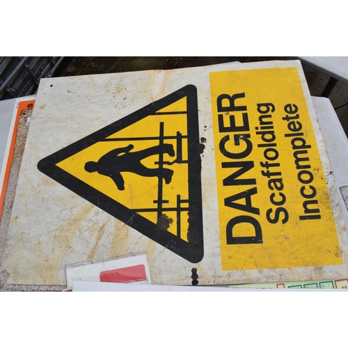 321 - A collection of various hazard signs to include plastic and metal examples of varying forms (Qty). L... 