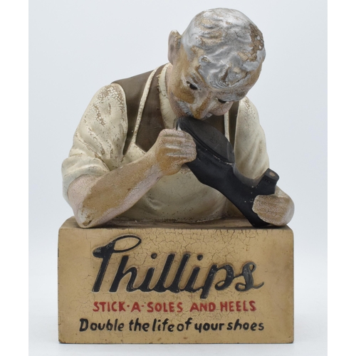 344 - Phillips Stick a Soles & Heels Cobblers Shop rubberoid  advertising display model, 27cm tall (some s... 