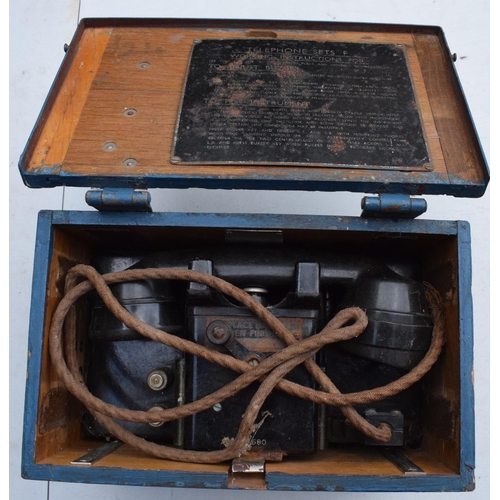 347 - A British Military World War Two Era Field Telephone Set In Original Fitted Box.