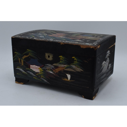 350 - A pair of vintage 20th century oriental lacquer-style jewellery boxes together with Royal Wedding so... 