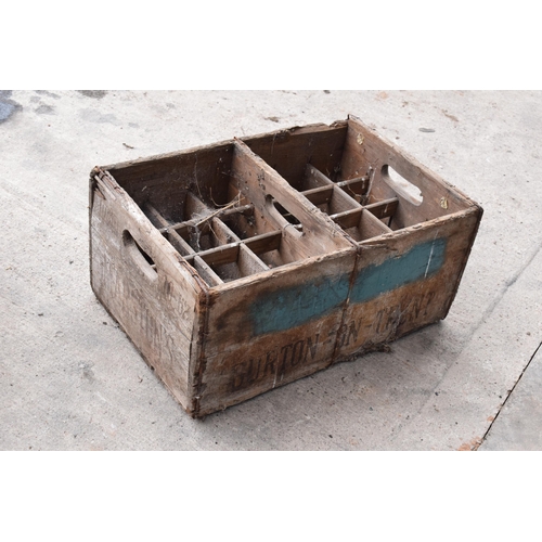 351 - A pair of vintage Marston's of Burton upon Trent wooden beer bottle crates (2) with each holding 24 ... 