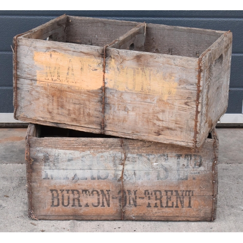 352 - A pair of vintage Marston's of Burton upon Trent wooden beer bottle crates (2) with each holding 24 ... 