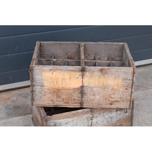 352 - A pair of vintage Marston's of Burton upon Trent wooden beer bottle crates (2) with each holding 24 ... 