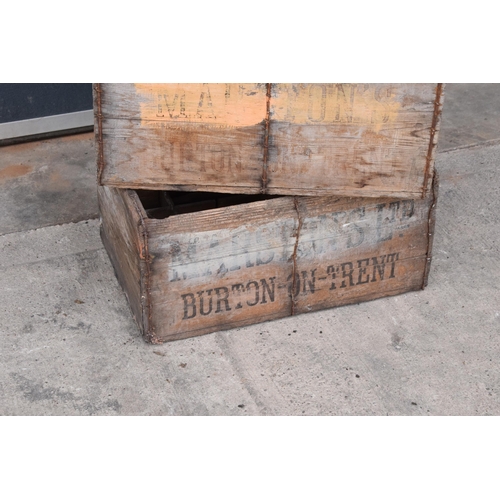 352 - A pair of vintage Marston's of Burton upon Trent wooden beer bottle crates (2) with each holding 24 ... 