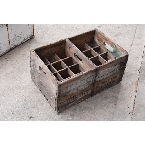 352 - A pair of vintage Marston's of Burton upon Trent wooden beer bottle crates (2) with each holding 24 ... 