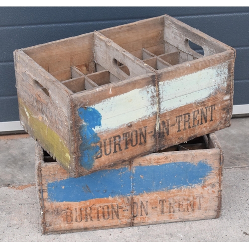 354 - A pair of vintage Marston's of Burton upon Trent wooden beer bottle crates (2) with each holding 24 ... 