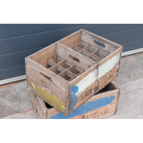 354 - A pair of vintage Marston's of Burton upon Trent wooden beer bottle crates (2) with each holding 24 ... 