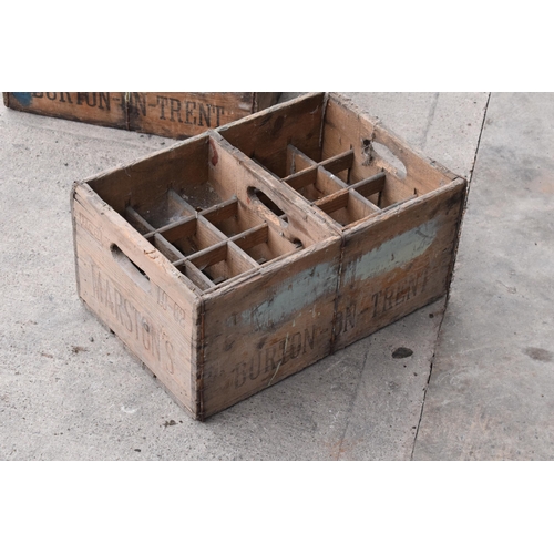 354 - A pair of vintage Marston's of Burton upon Trent wooden beer bottle crates (2) with each holding 24 ... 