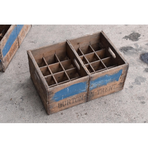 354 - A pair of vintage Marston's of Burton upon Trent wooden beer bottle crates (2) with each holding 24 ... 