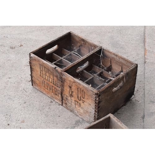 355 - A vintage Marston's of Burton upon Trent wooden beer bottle crate together with a similar example fr... 