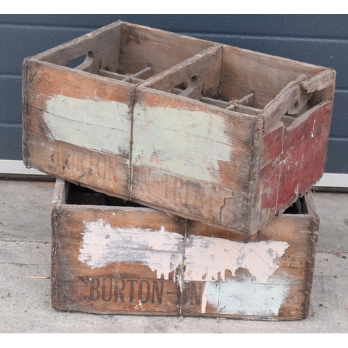 356 - A pair of vintage Marston's of Burton upon Trent wooden beer bottle crates (2) with each holding 24 ... 