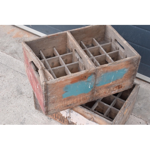 356 - A pair of vintage Marston's of Burton upon Trent wooden beer bottle crates (2) with each holding 24 ... 