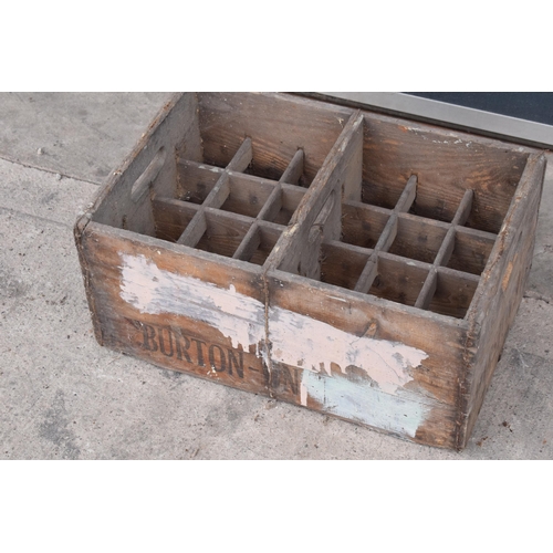 356 - A pair of vintage Marston's of Burton upon Trent wooden beer bottle crates (2) with each holding 24 ... 