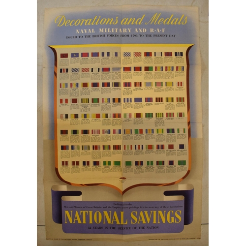 368 - National Savings original poster Decorations and Medals Naval Military and RAF, 75x50cm.