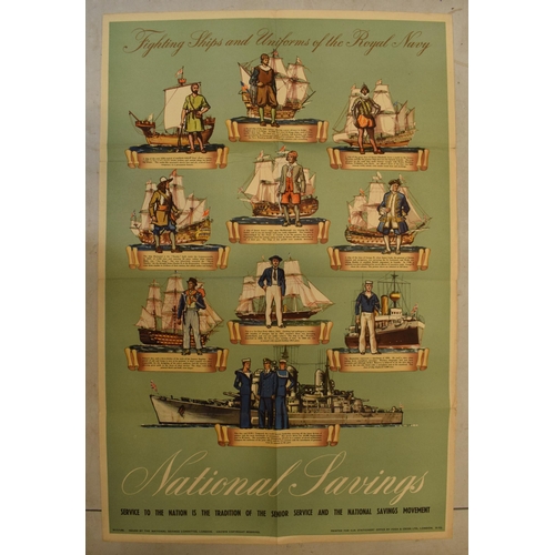 369 - National Savings original poster Fighting Ships and Uniforms of the Royal Navy, 75x50cm.