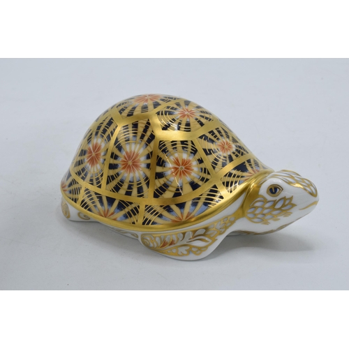 37 - Royal Crown Derby paperweight Indian Star Tortoise, first quality with gold stopper.