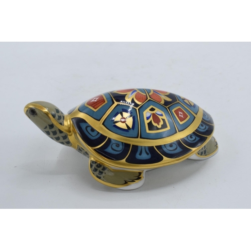 39 - Boxed Royal Crown Derby paperweight Terrapin, first quality with gold stopper.