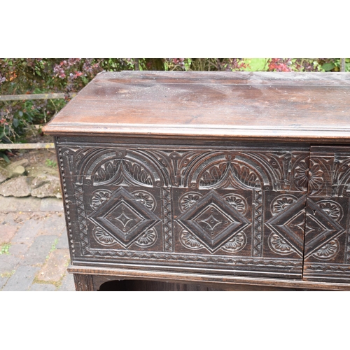 392 - 18th century and later dresser base / cupboard.  48cm deep, 122cm wide and 98cm tall.