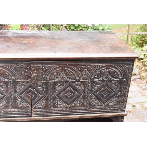 392 - 18th century and later dresser base / cupboard.  48cm deep, 122cm wide and 98cm tall.