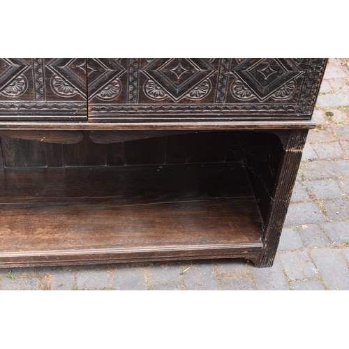 392 - 18th century and later dresser base / cupboard.  48cm deep, 122cm wide and 98cm tall.