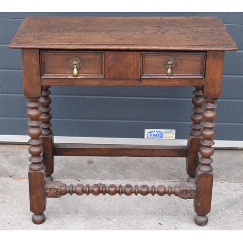 400 - A 19th century oak side hall table with single freize drawer, 80 x 41 x 75cm tall.