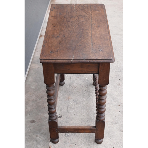 400 - A 19th century oak side hall table with single freize drawer, 80 x 41 x 75cm tall.