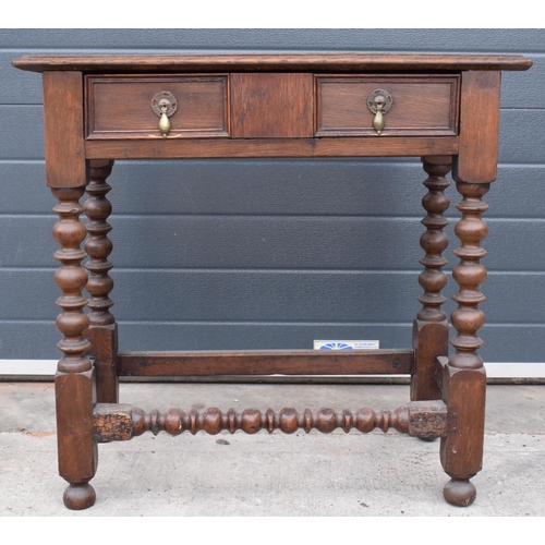 400 - A 19th century oak side hall table with single freize drawer, 80 x 41 x 75cm tall.