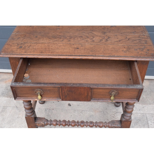 400 - A 19th century oak side hall table with single freize drawer, 80 x 41 x 75cm tall.