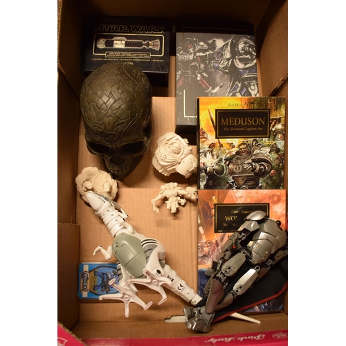 407 - Toys / Models / Similar items: Designclinic Skull, Shado1 ship, The Horus Hersey books, Star Wars li... 