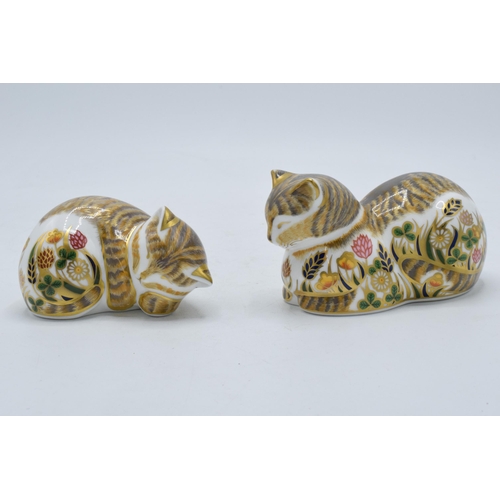 41 - Royal Crown Derby paperweights Cottage Garden Cat and Cottage Garden Kitten (2), first quality with ... 