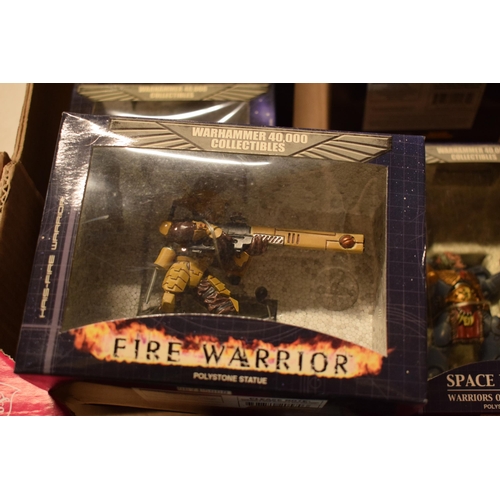 413 - Warhammer 40,000 Collectibles to include Space Marines Warriers of the Imperium statues and a Fire W... 