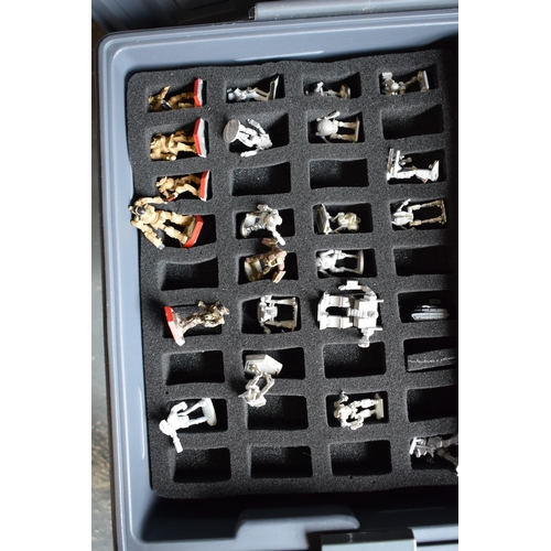 430 - A collection of mainly metal Warhammer figures of varying forms (Qty) in Games Workshop carry case (... 