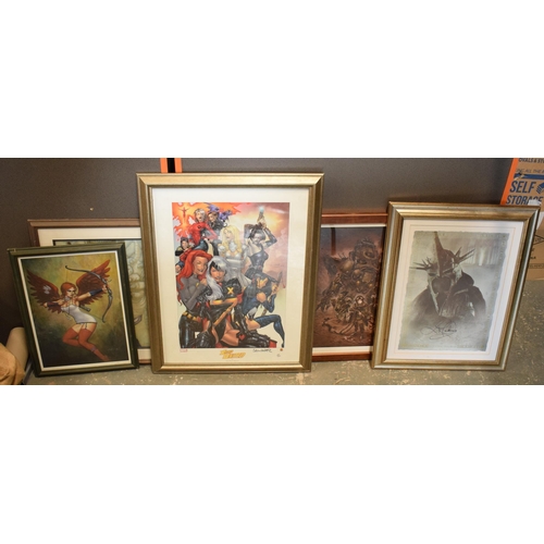 438 - A collection of gaming / fantasy prints to include Marvel X-Women United limited edition of 350 and ... 