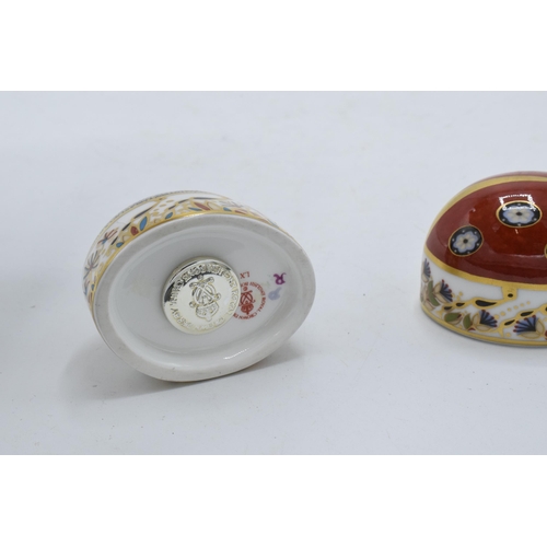 44 - Boxed Royal Crown Derby paperweights Red Ladybird with seven spots and a Blue Ladybird with 4 spots ... 