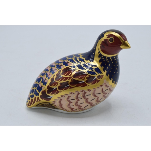 47 - Boxed Royal Crown Derby paperweight Partridge, limited edition, first quality with gold stopper.