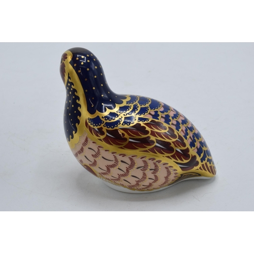 47 - Boxed Royal Crown Derby paperweight Partridge, limited edition, first quality with gold stopper.