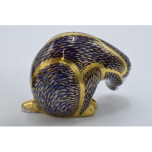 48 - Royal Crown Derby paperweight Badger, first quality with gold stopper.