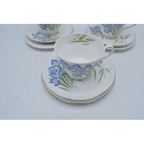 53 - Three Shelley trios (3 x cups, saucers and side plates) in the Blue Iris pattern 14008 (9).