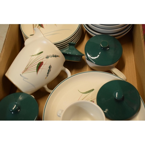 61 - A large collection of Denby Stoneware Greenwheat tea and dinner ware to include bowls, plates, tea p... 