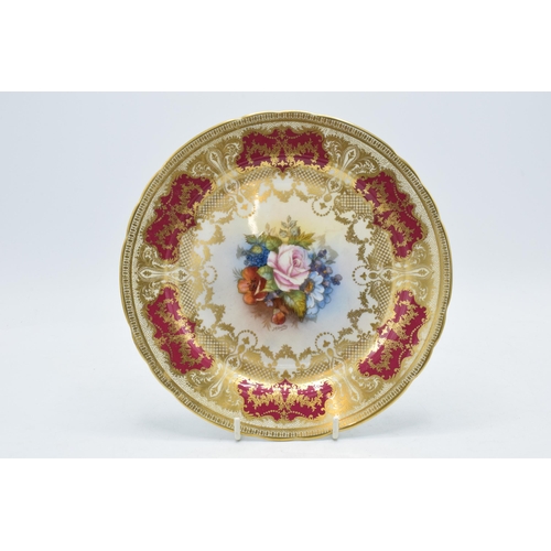 62 - Aynsley floral and gilt 21cm cabinet plate with floral decoration signed 'J A Bailey'.