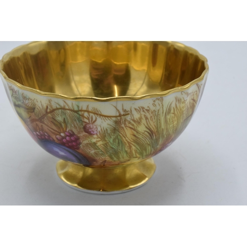 72 - Aynsley Orchard Gold cup and saucer with gold detailing and interior, signed N Brunt, cup af (2).