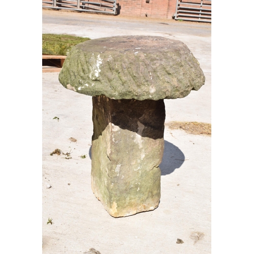 390B - Antique Scottish sandstone Staddle Stone, 59cm tall, 48cm wide.